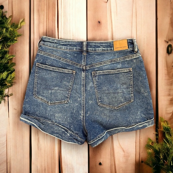 AMERICAN EAGLE highest rise mom short denim size 8 stretch 80's 90's retro style - Picture 2 of 4